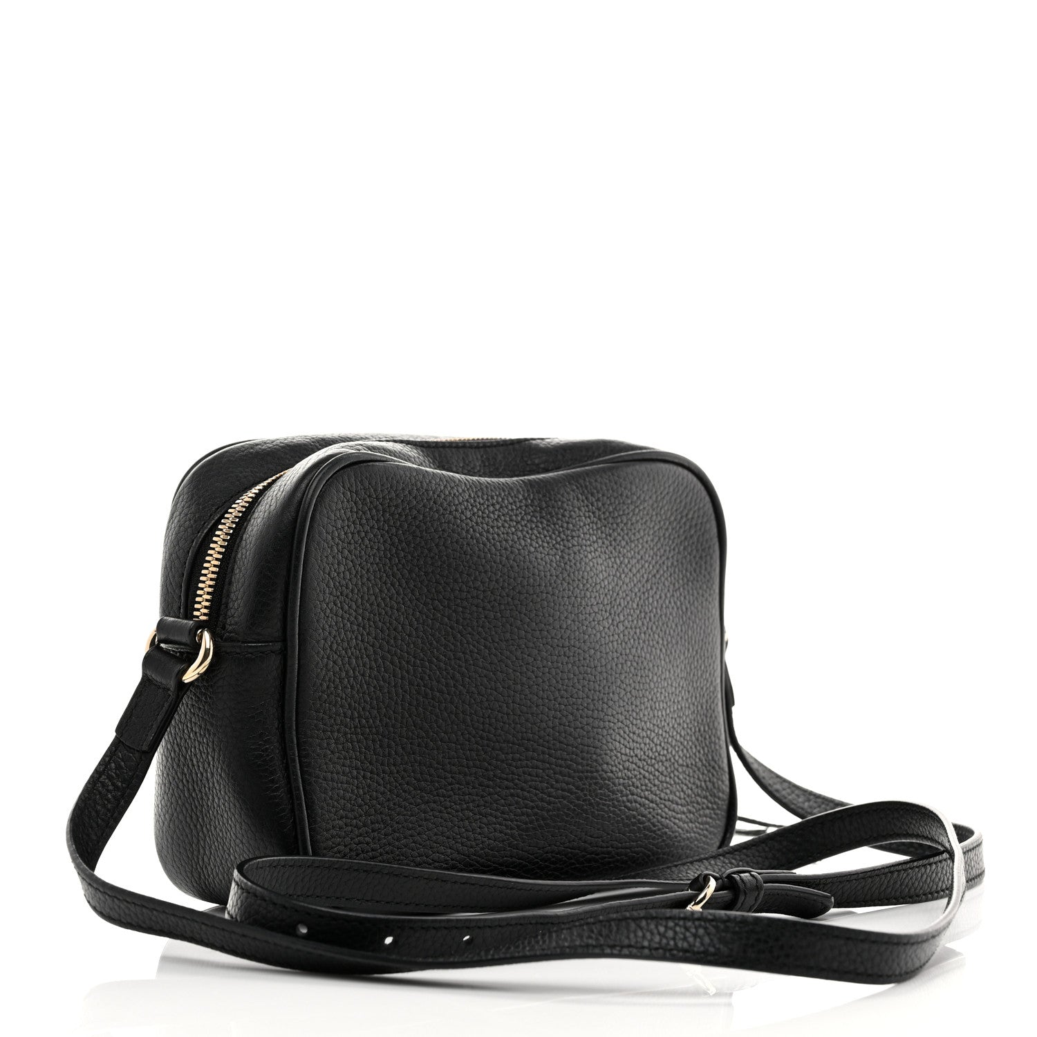 Pebbled Calfskin Small Soho Disco Bag Black
