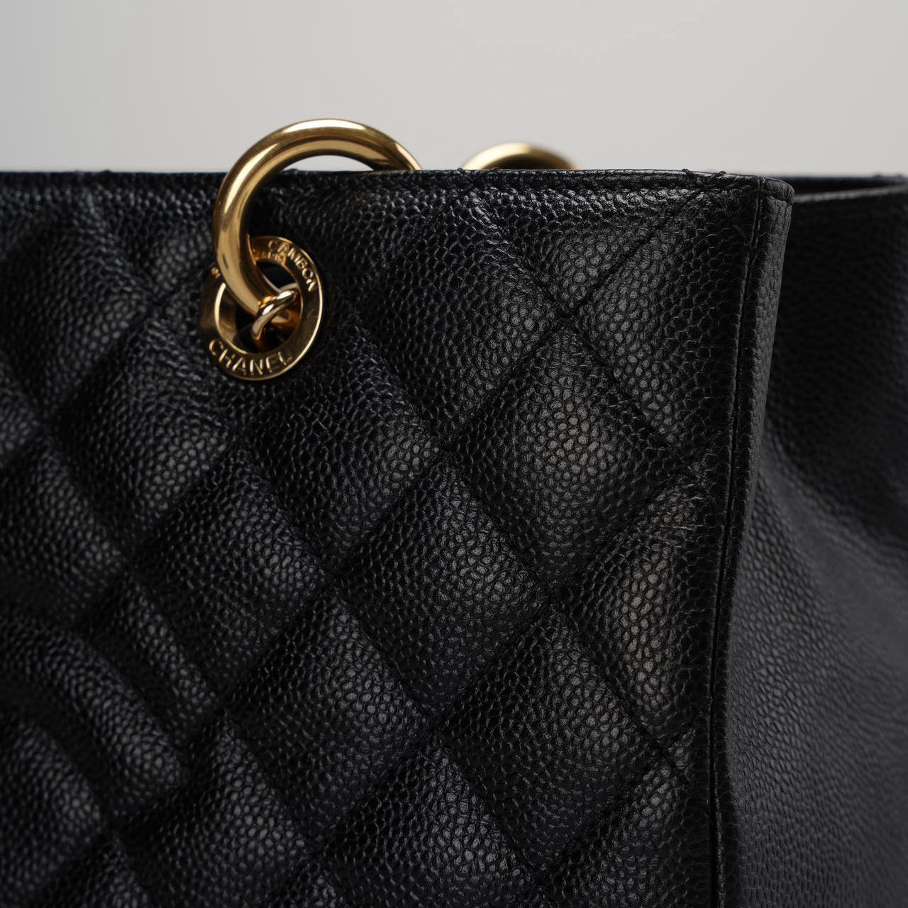 Chanel Medium Grand Shopping Tote Black GST Bag in Caviar Leather with Gold Hardware 2014