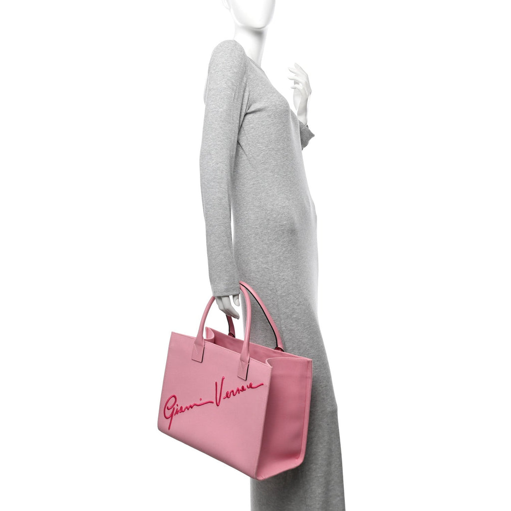 Canvas Suppler Calfskin Cabas GV Signature Tote Pink