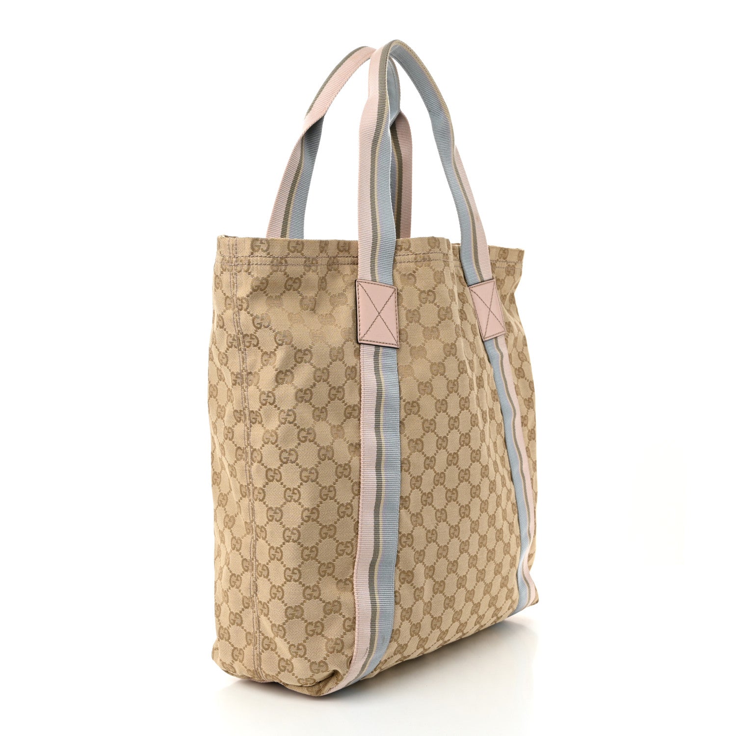 GG Monogram Medium Web Handle Vertical Tote Pink Blue