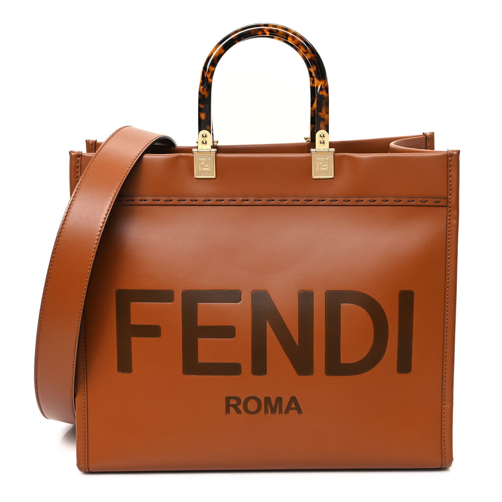 Vitello King Plexiglass Medium Fendi Sunshine Shopper Tote Cuoio
