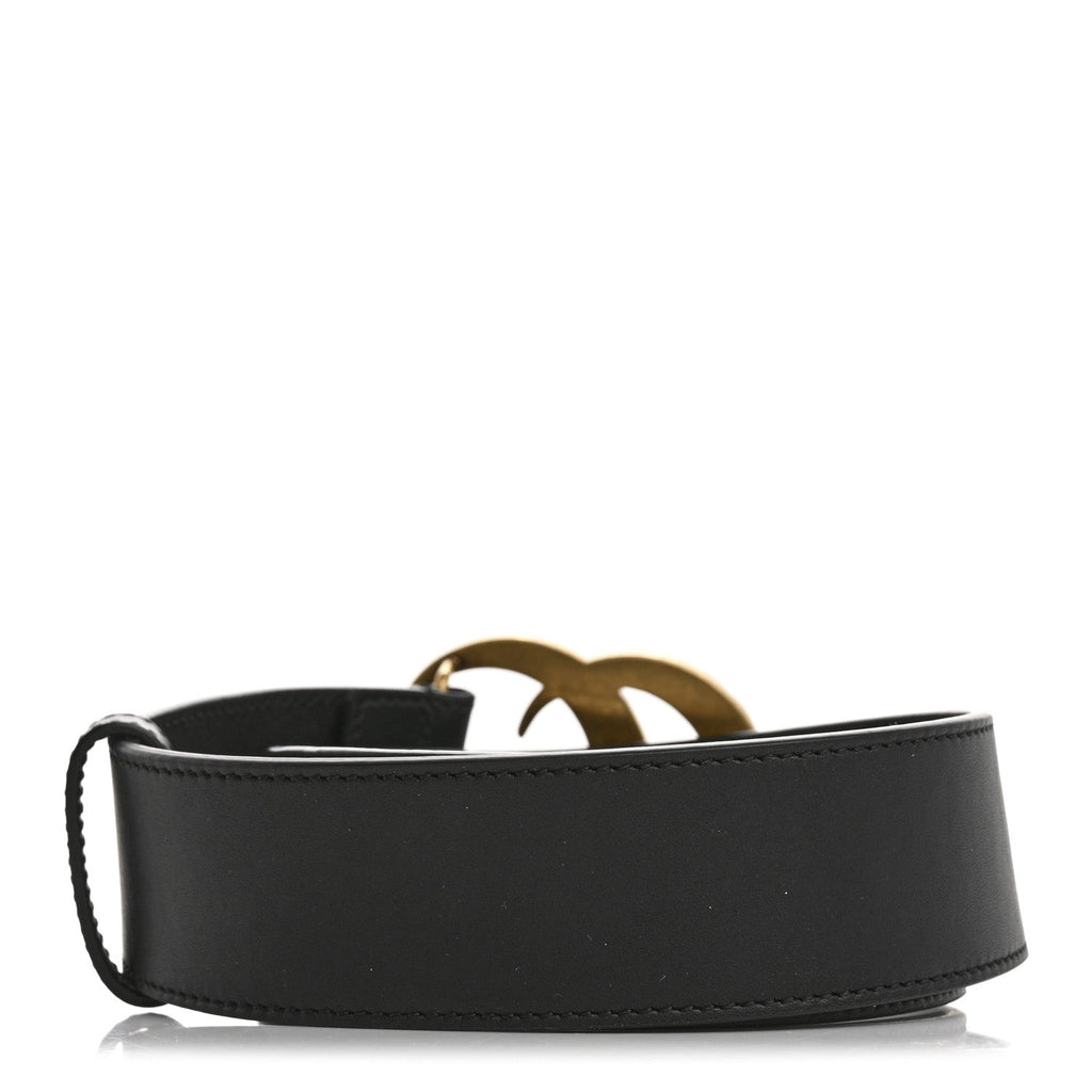 Moon Calfskin Pearl Double G 40mm Belt 70 28 Black Cream