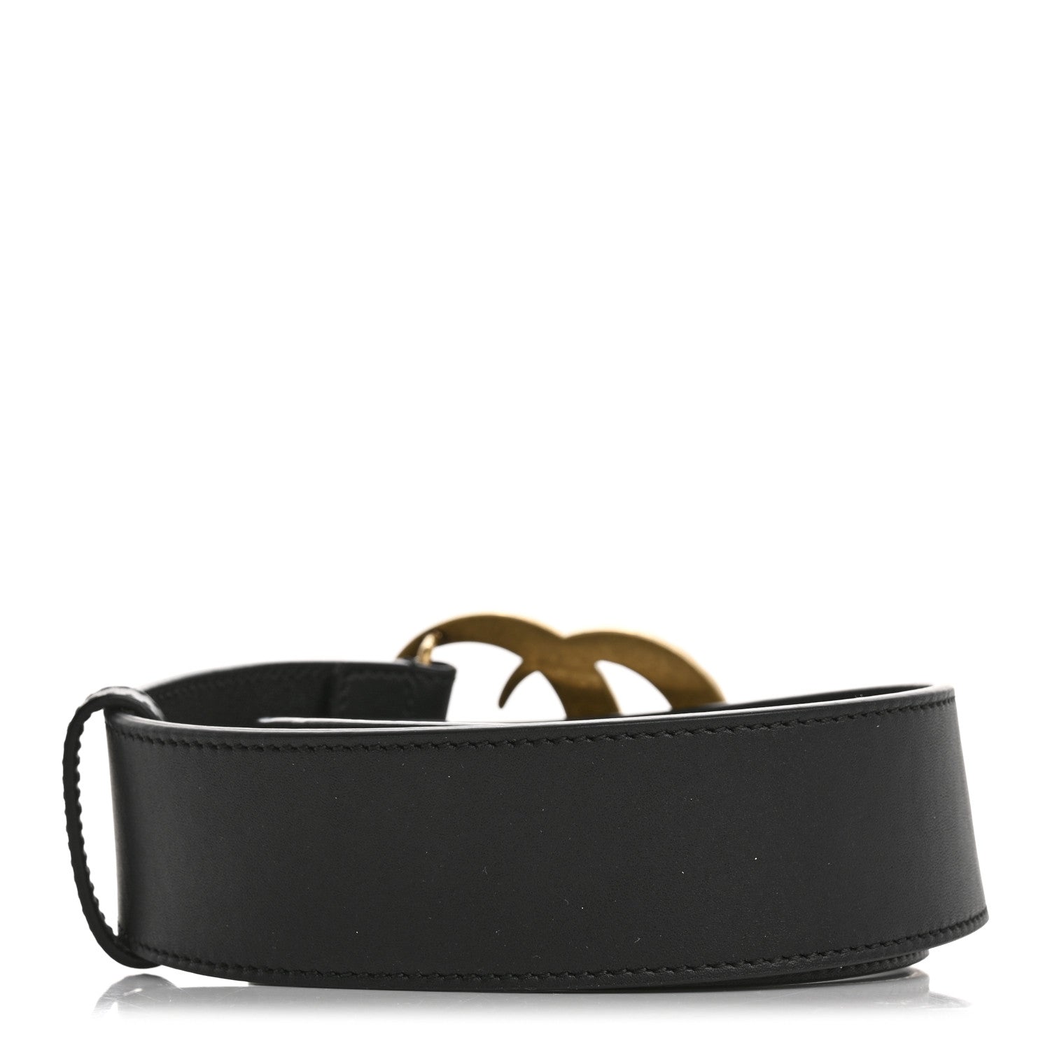 Moon Calfskin Pearl Double G 40mm Belt 70 28 Black Cream