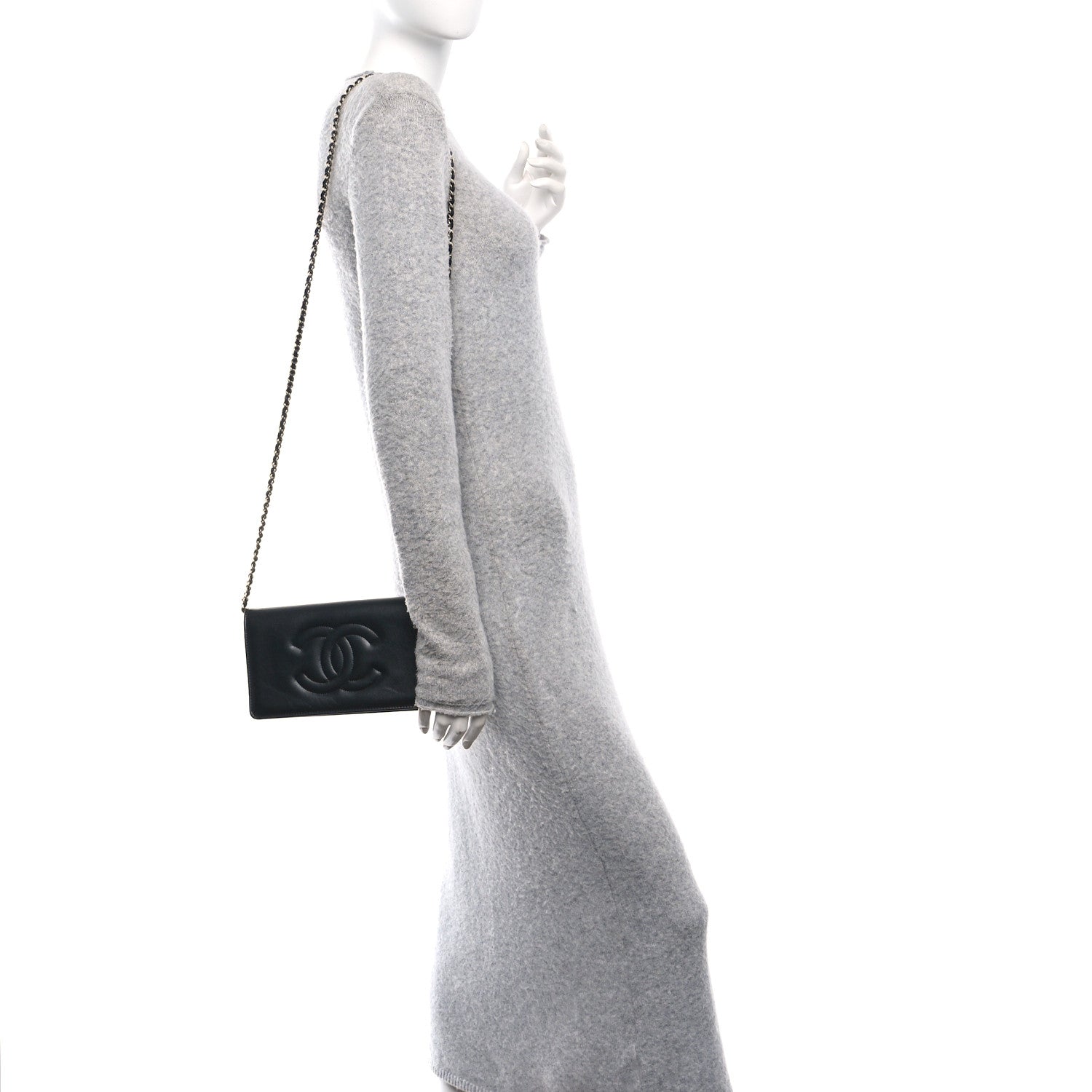 Lambskin Quilted Timeless CC Wallet On Chain WOC Black