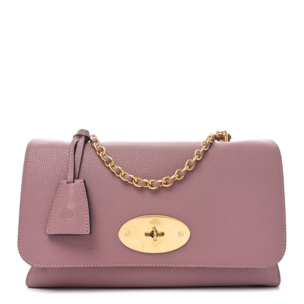 Small Classic Grain Calfskin Medium Lily Flap Mocha Rose