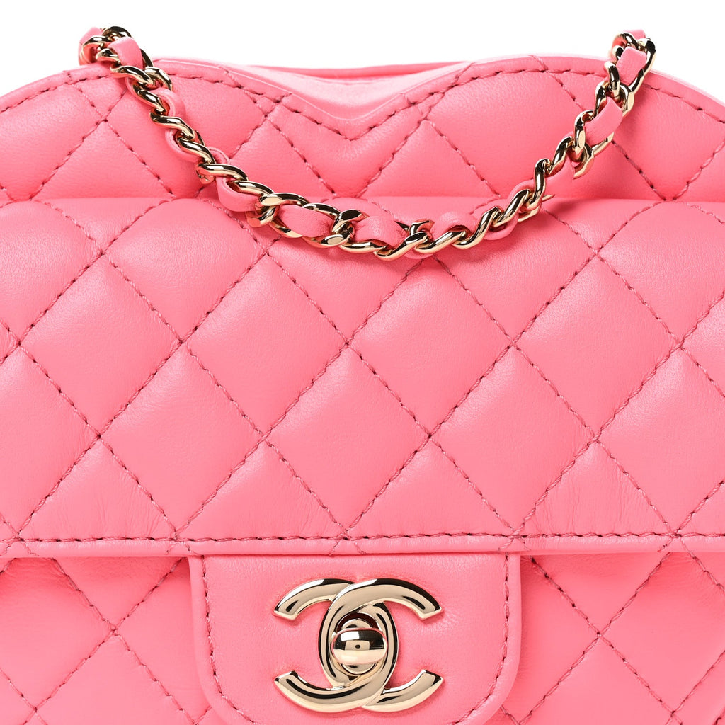 Lambskin Quilted CC In Love Heart Bag Pink