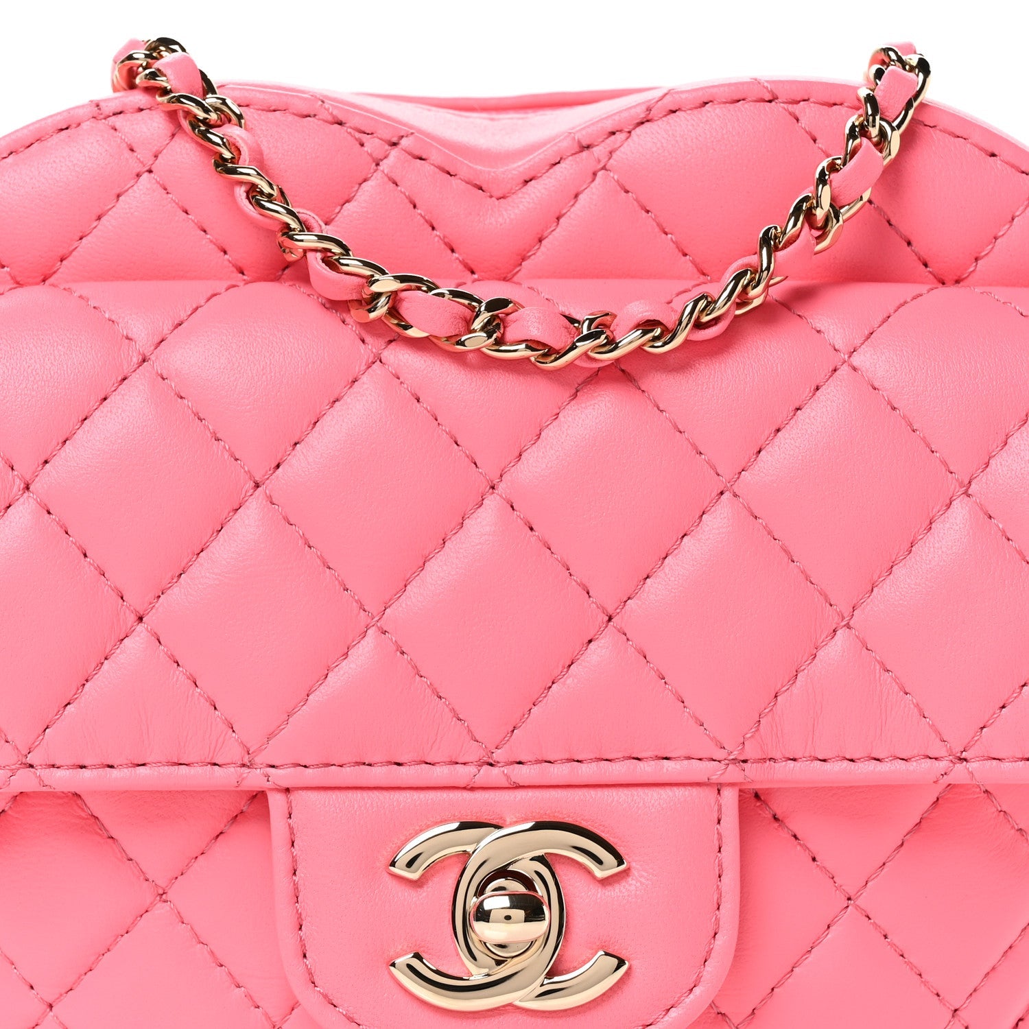 Lambskin Quilted CC In Love Heart Bag Pink