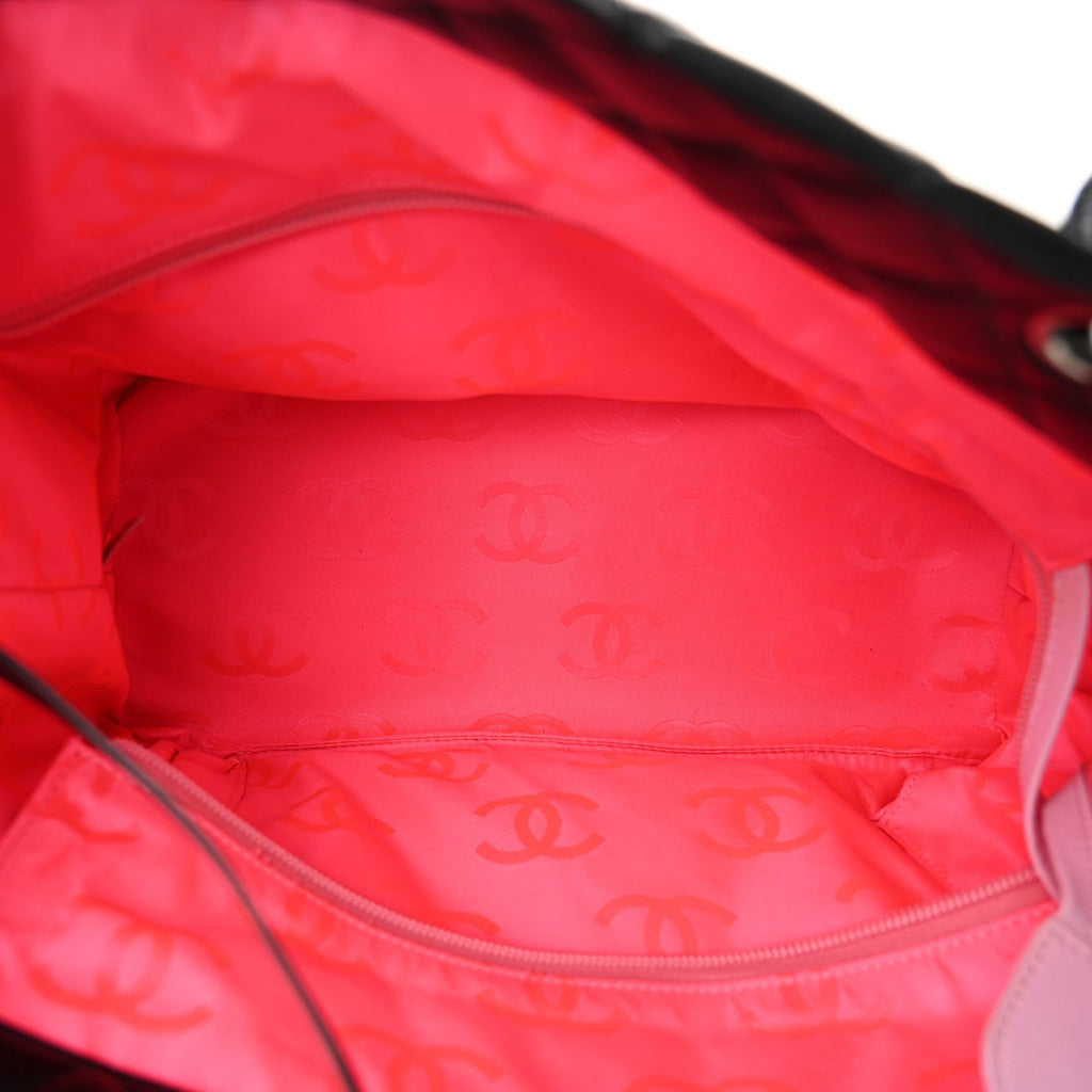Calfskin Quilted Large Cambon Tote Black