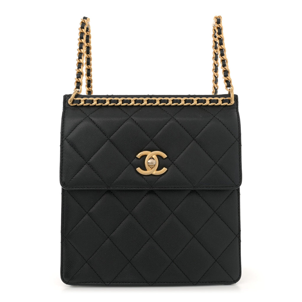 Caviar Quilted Chain Backpack Black
