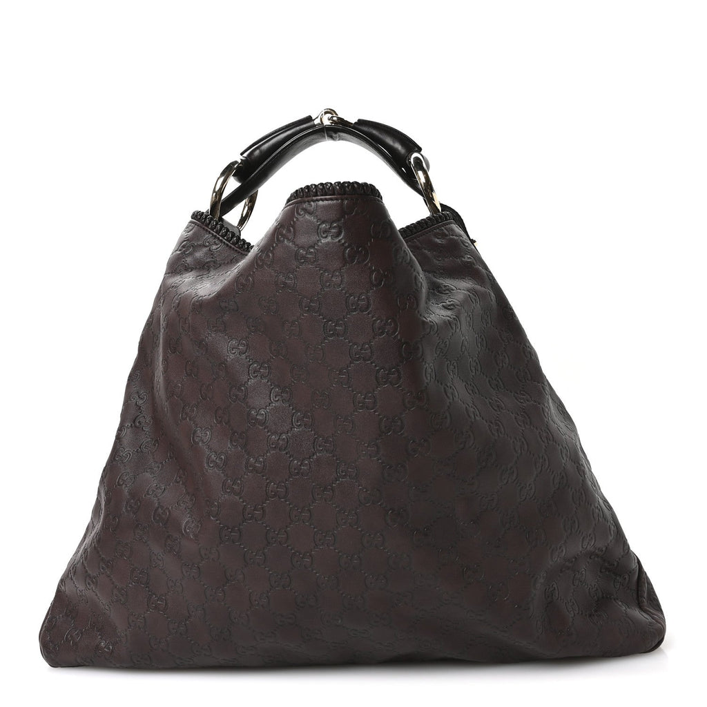 Guccissima Large Horsebit Chain Hobo Chocolate