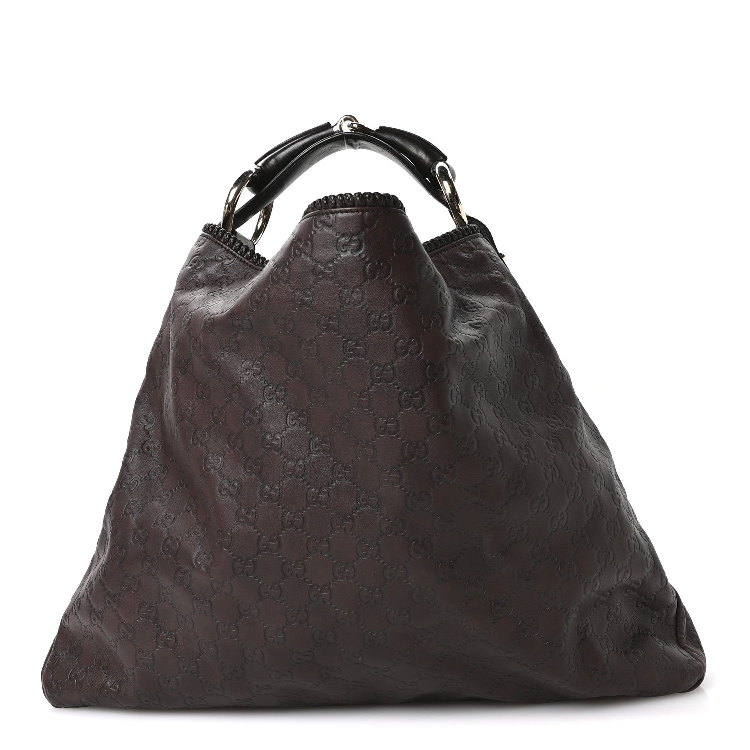 Guccissima Large Horsebit Chain Hobo Chocolate