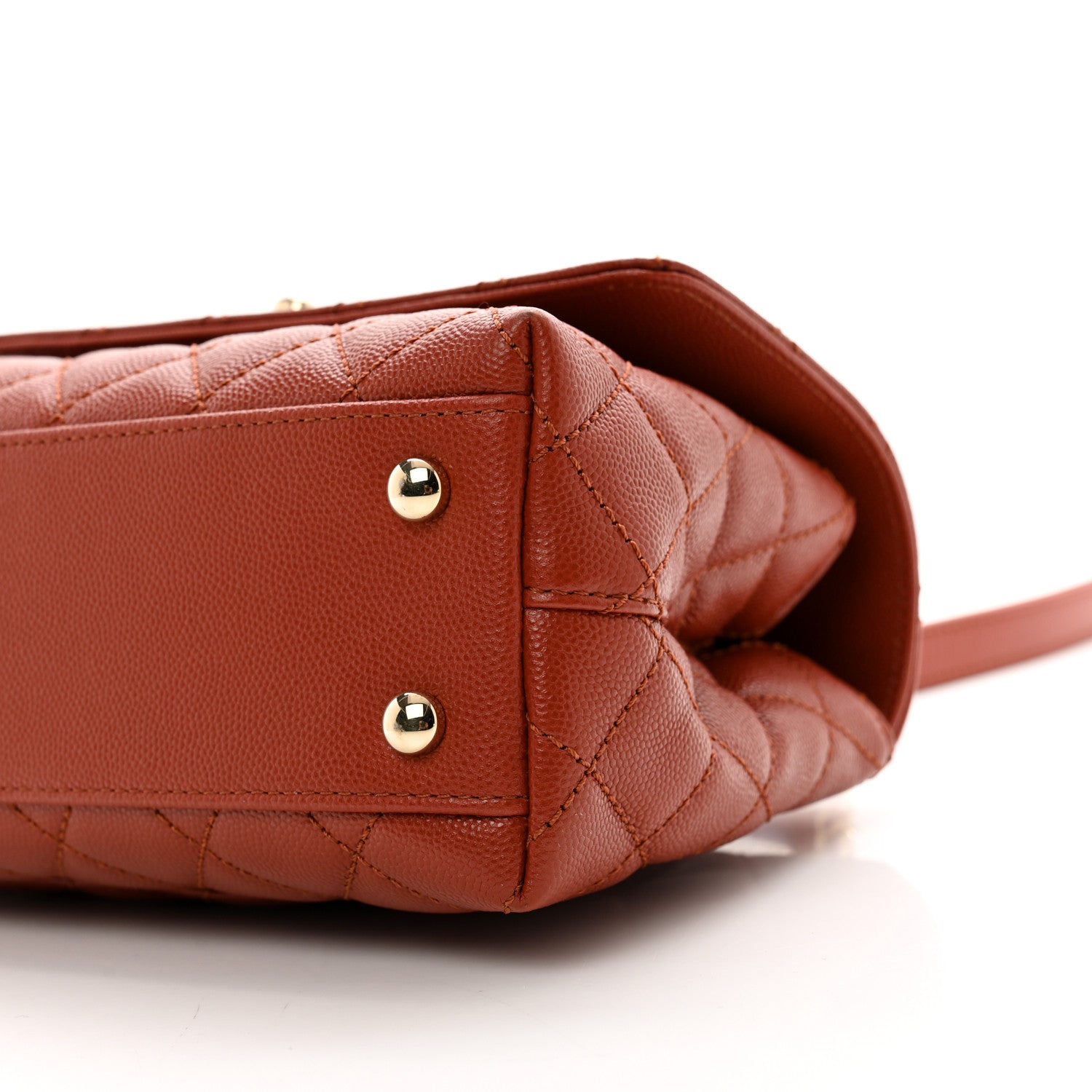 Caviar Quilted Mini Coco Handle Flap Brown