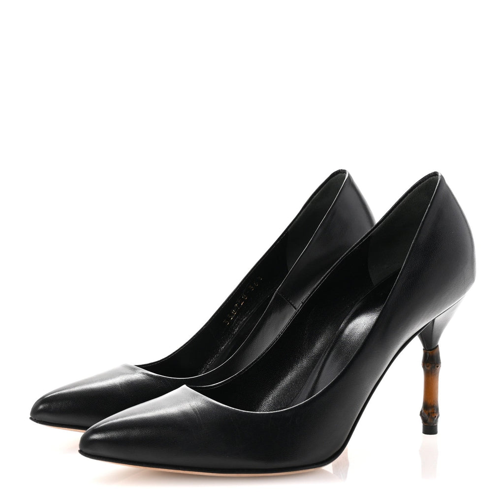 Calfskin Kristen Bamboo Pumps 36.5 Black