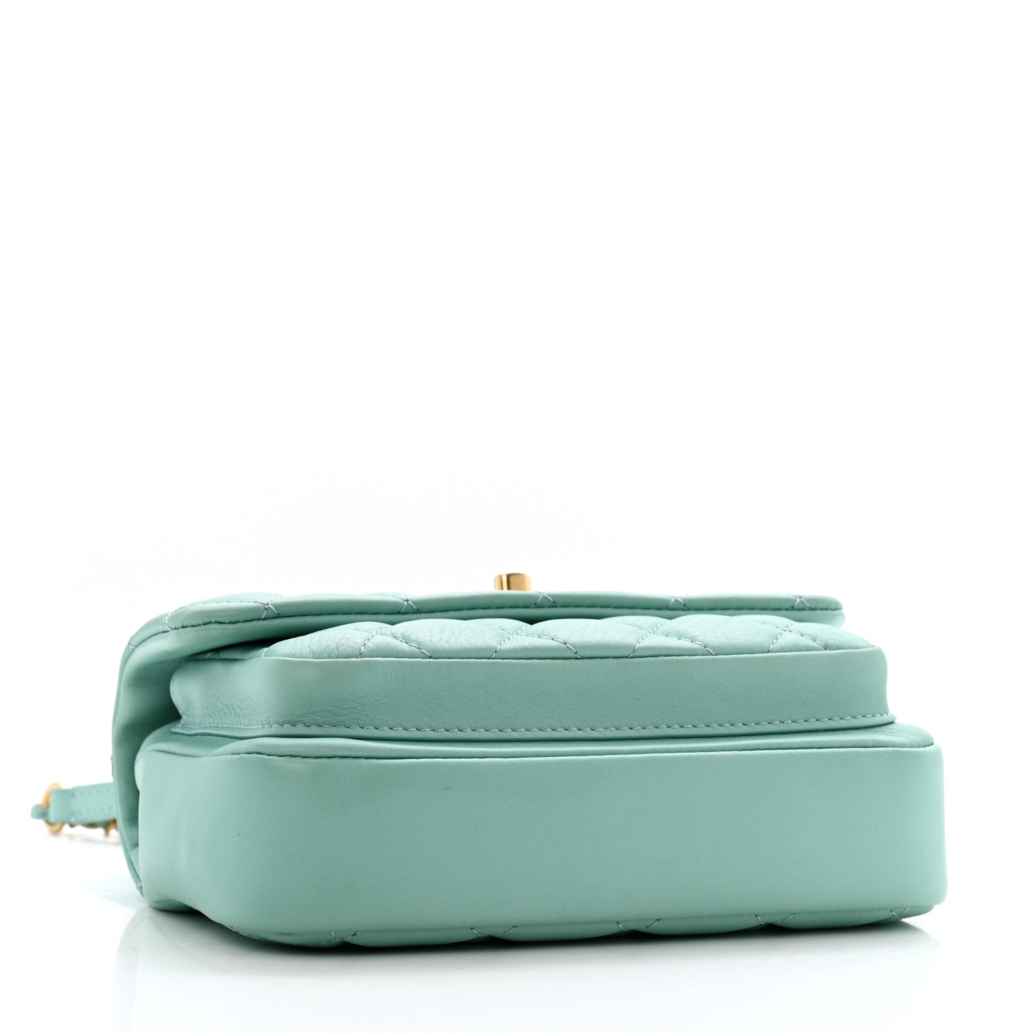 Calfskin Quilted Top Handle Flap Light Blue