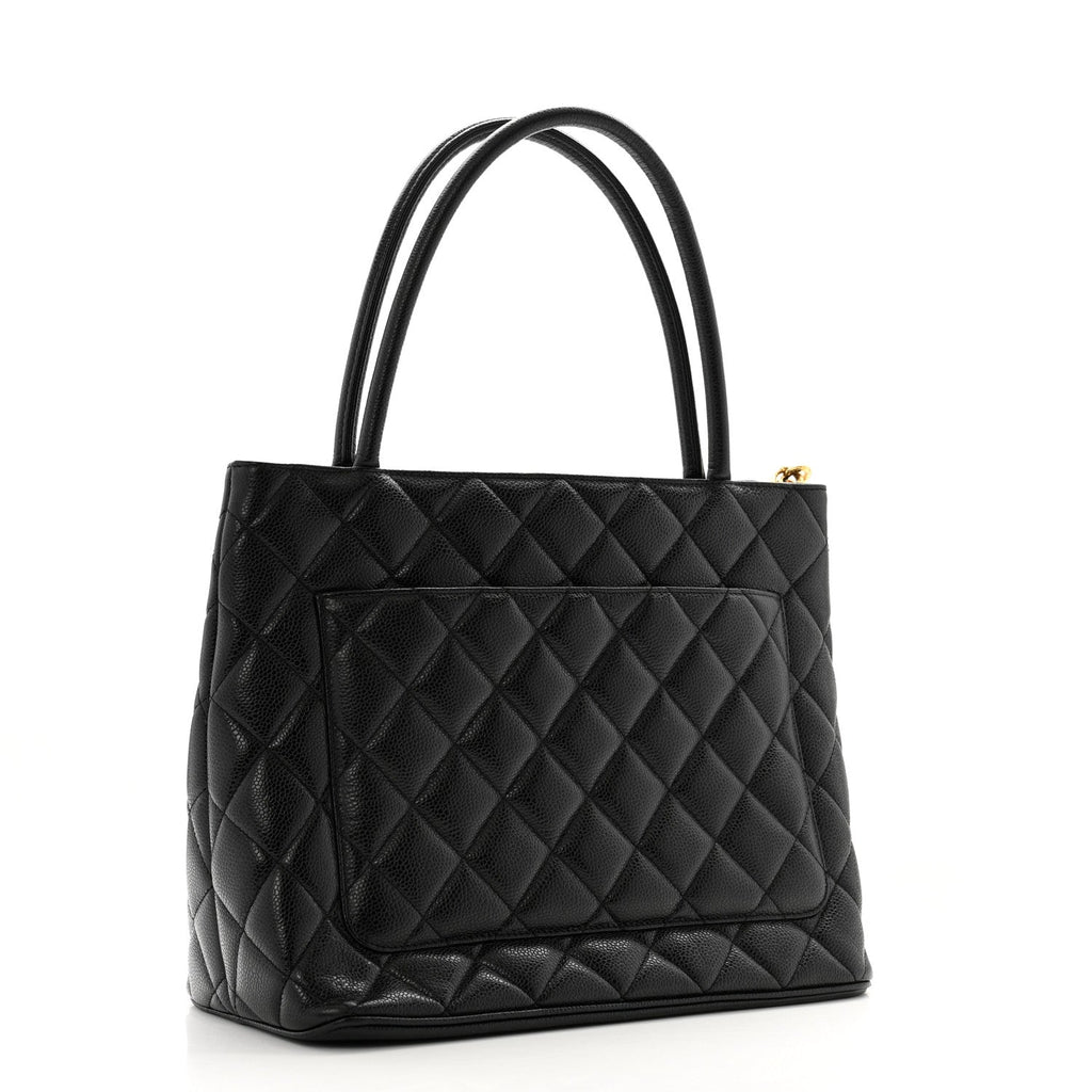 Caviar Quilted Medallion Tote Black