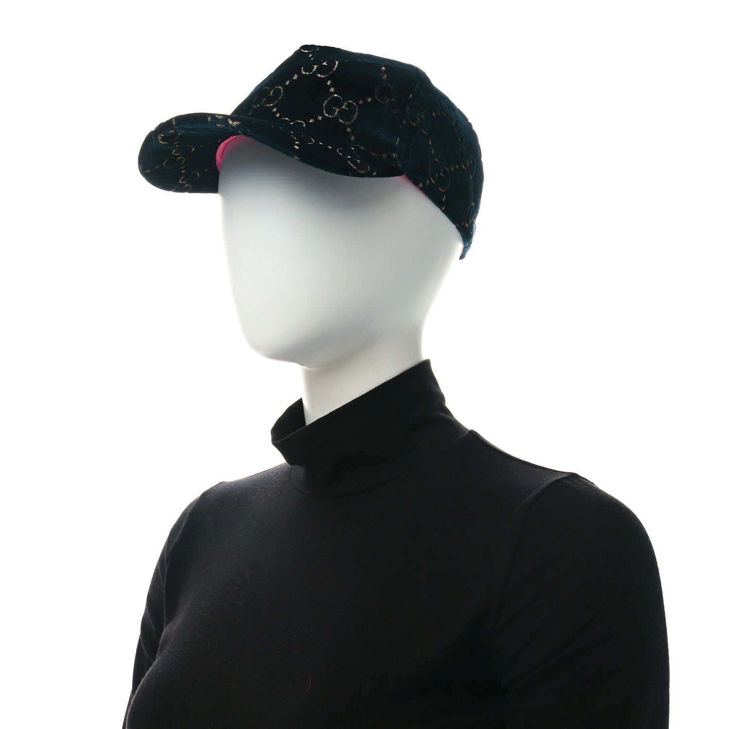 Velvet GG Monogram Baseball Hat M Blue