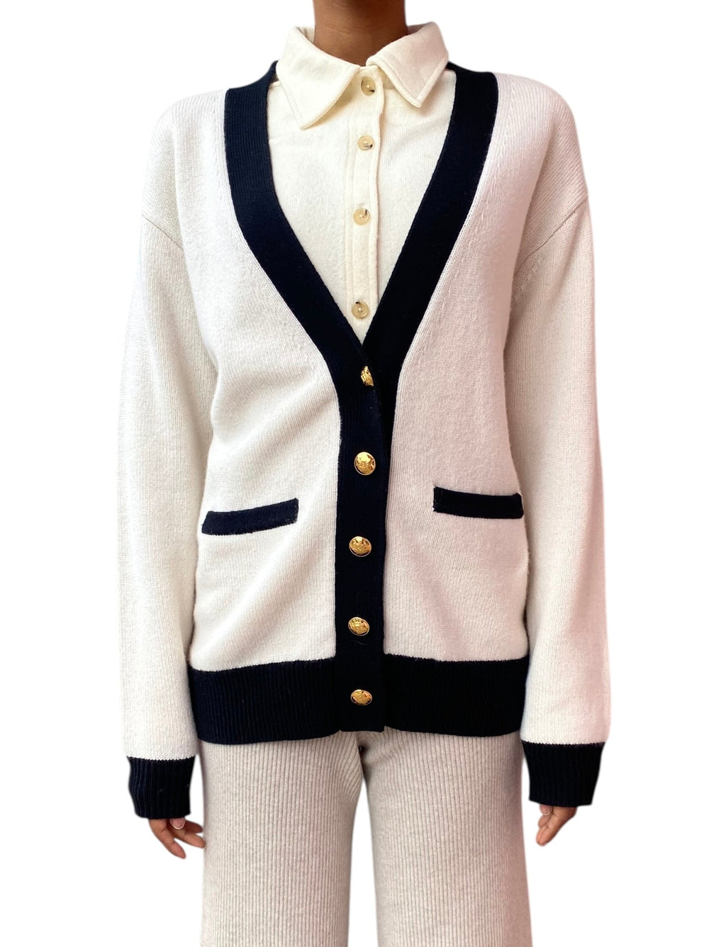 Nili Lotan White Neshat Cashmere igan - M