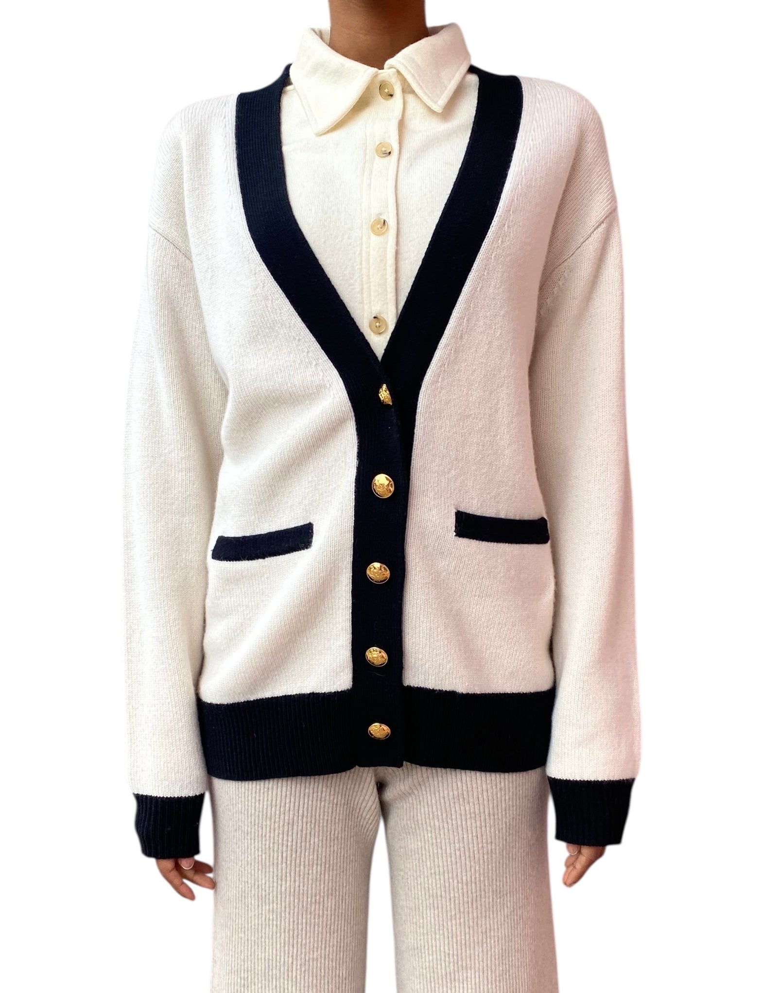 Nili Lotan White Neshat Cashmere igan - M