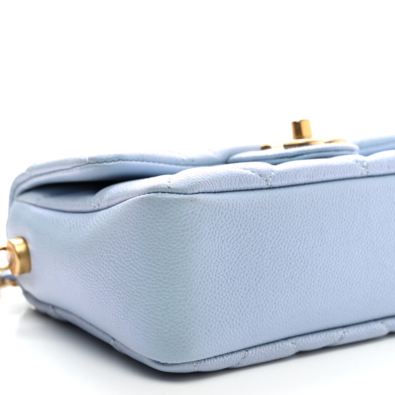 Iridescent Caviar Quilted Mini My Perfect Flap Light Blue