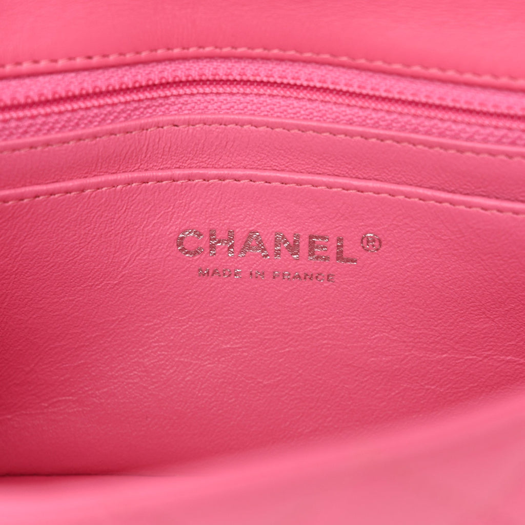 Lambskin Quilted Mini Rectangular Flap Pink