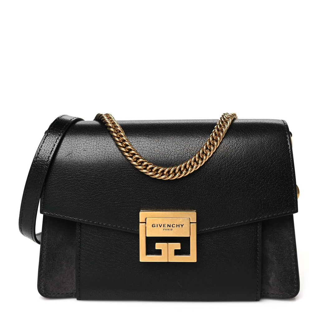 Goatskin Suede Small GV3 Shoulder Bag Black Grey