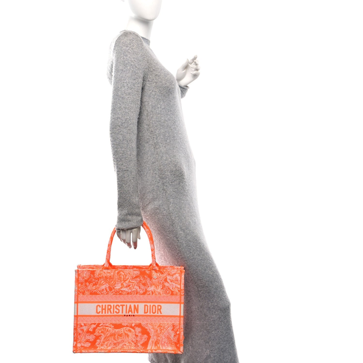 Canvas Embroidered Medium Dioriviera Toile De Jouy Book Tote Orange