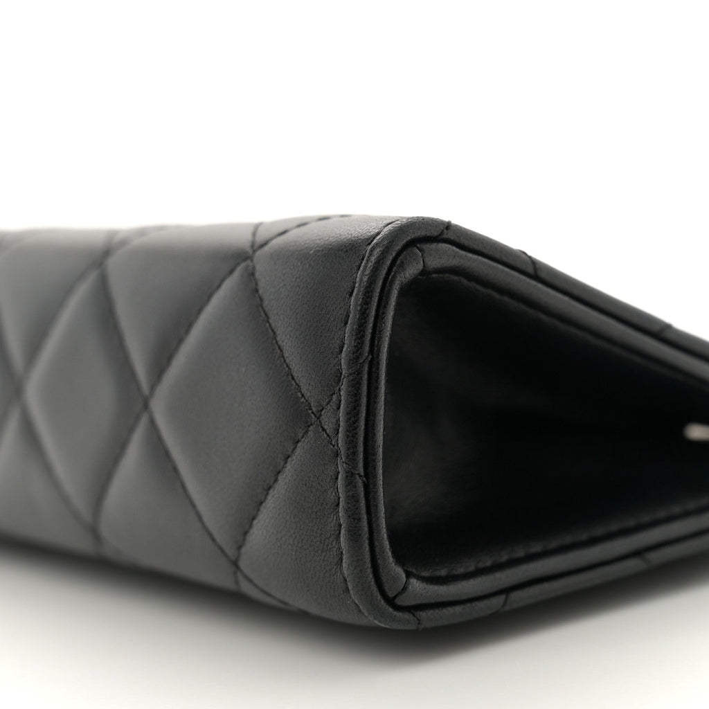 Lambskin Quilted Evening By The Sea Clutch Black