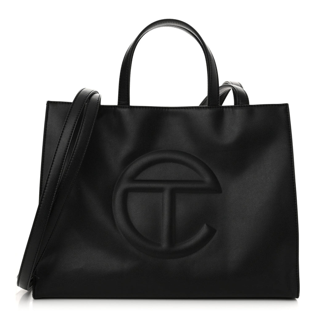 Vegan Leather Medium Shopping Bag Black