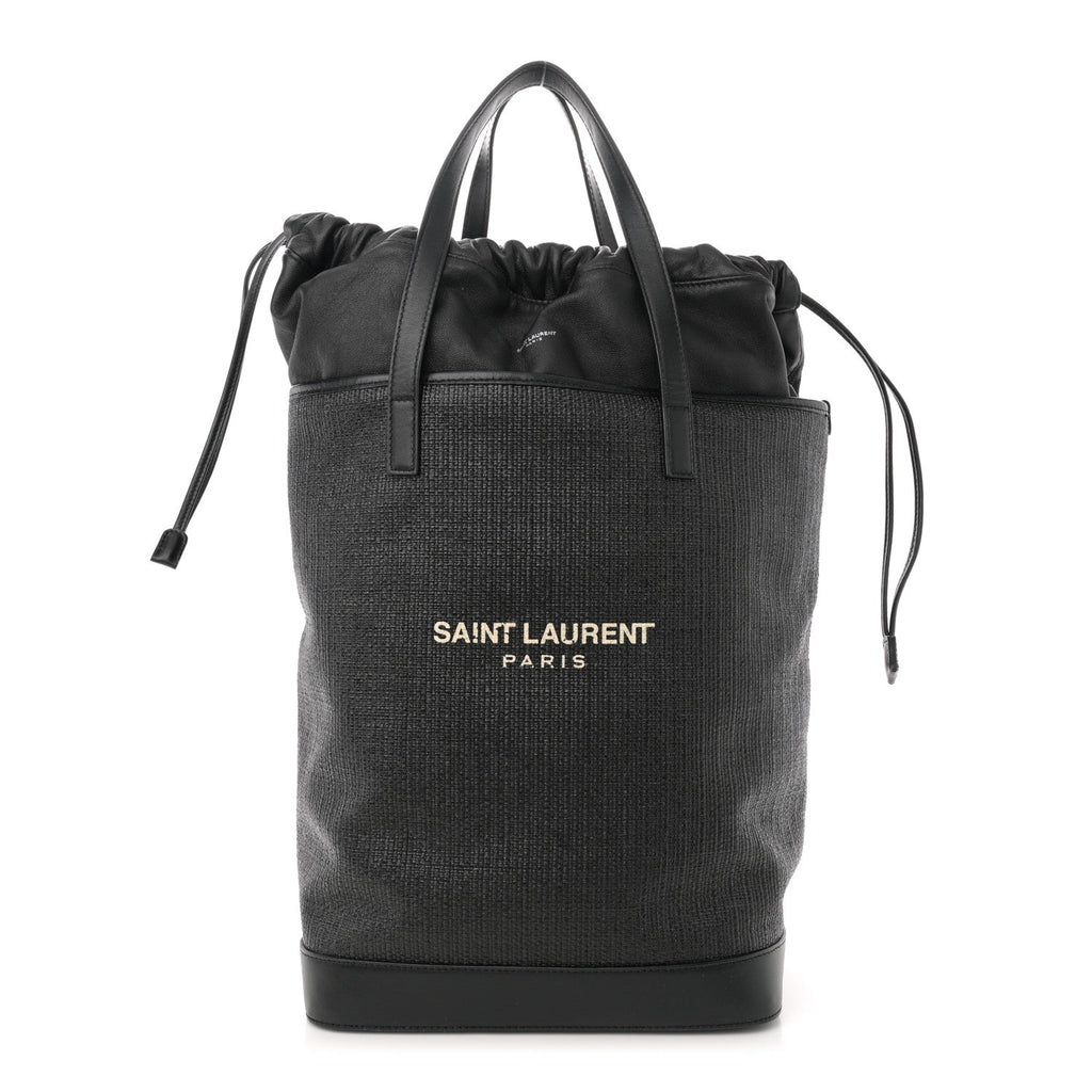Linen Canvas Teddy Shopping Bag Black
