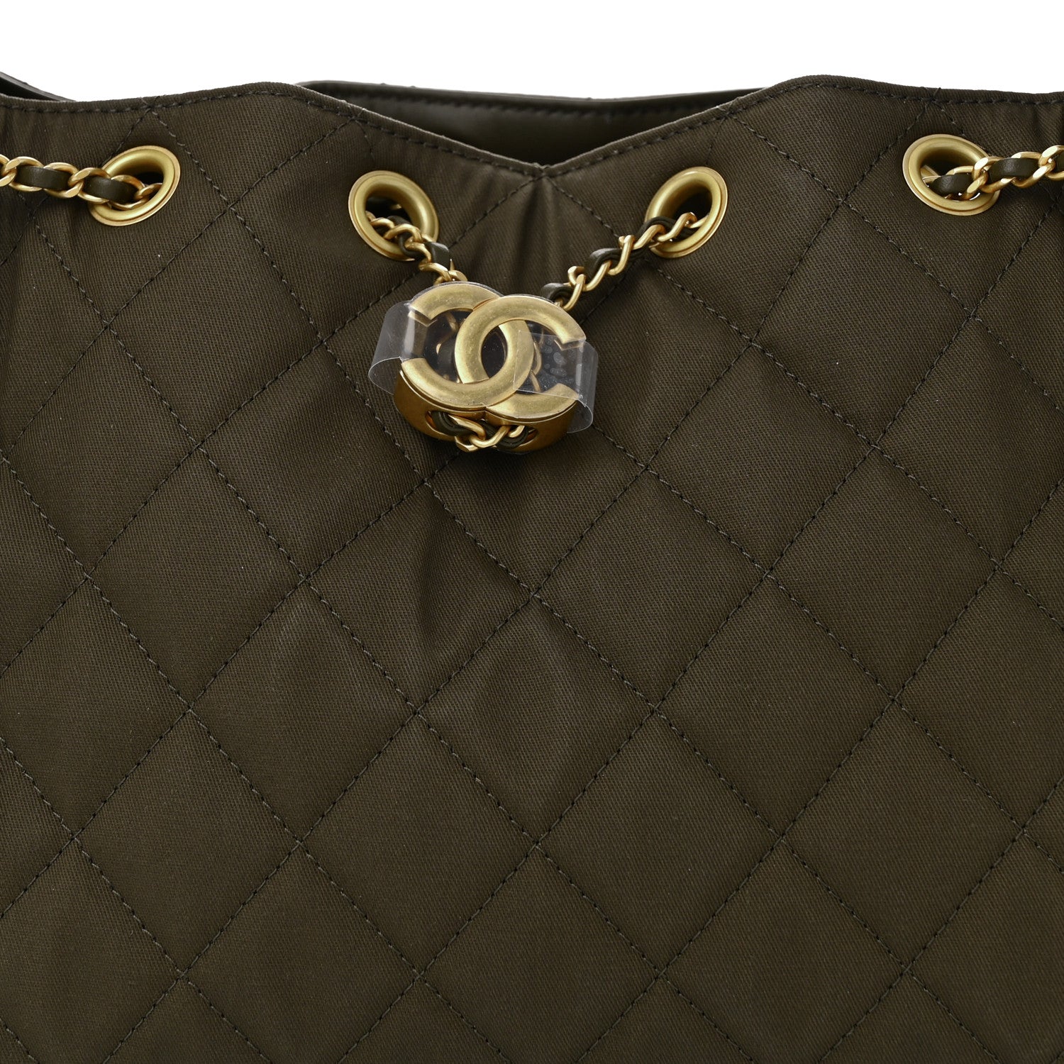 Canvas Quilted Small Chanel 25 Handbag Khaki