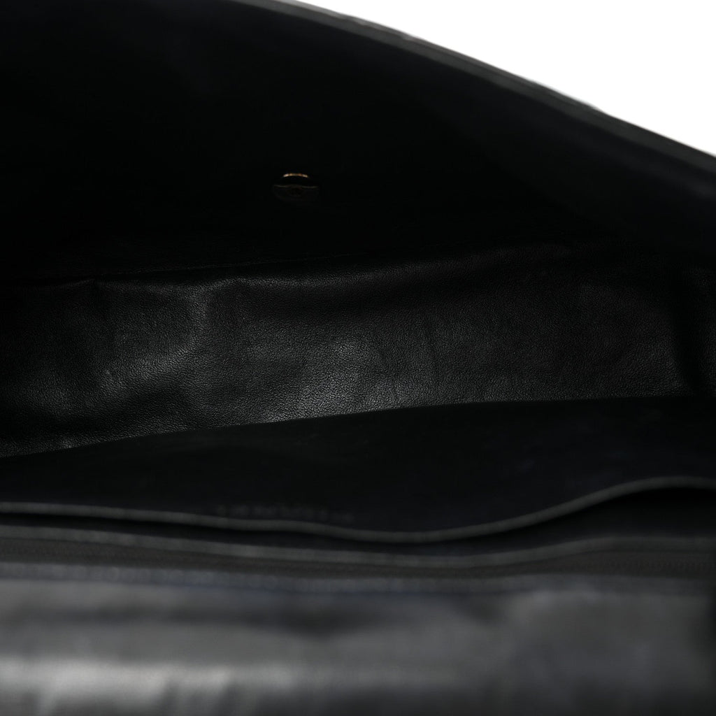 Patent Quilted Maxi Single Flap Black