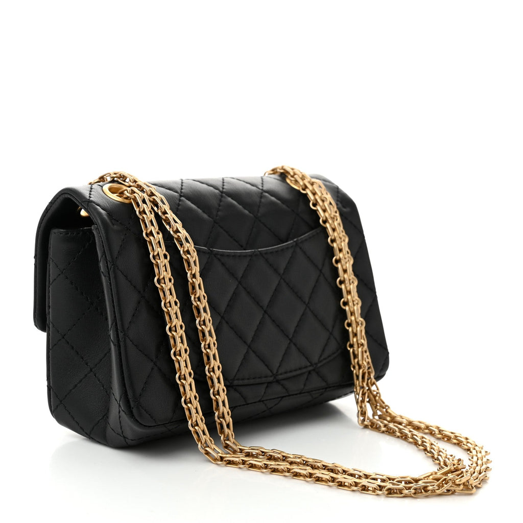 Aged Calfskin Quilted 2.55 Reissue Mini Flap Black