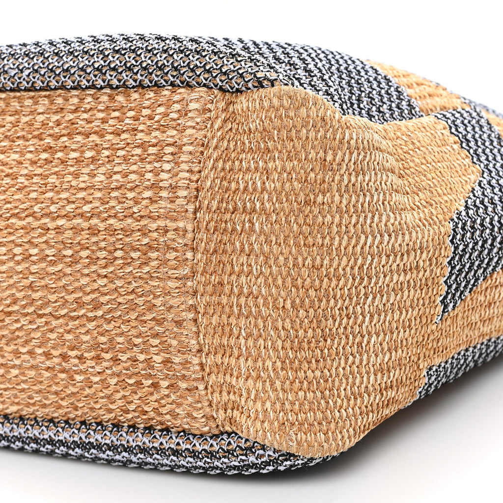 Mixed Fibers Large Shopping Bag Blue Beige
