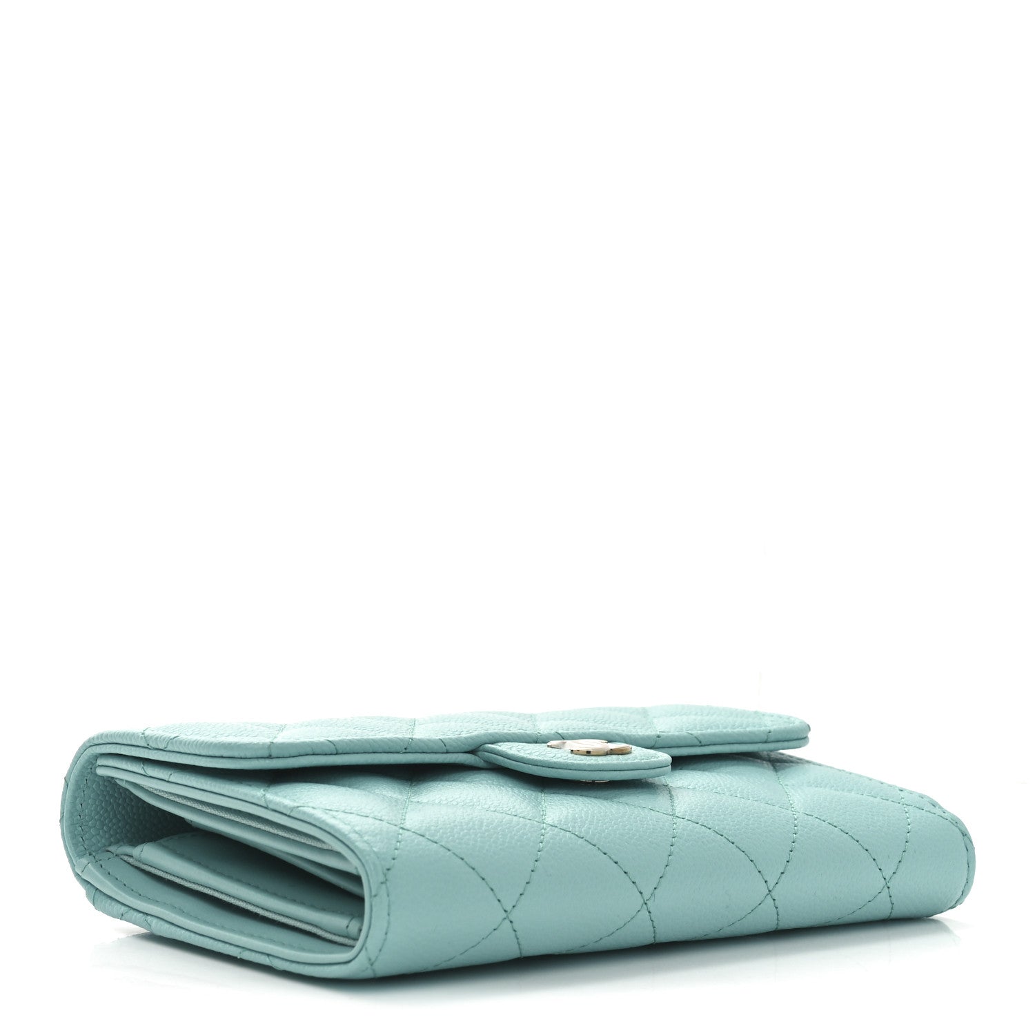Caviar Quilted Medium Flap Wallet Light Blue