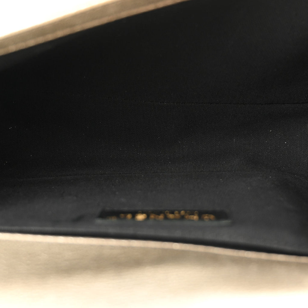 Metallic Goatskin Calfskin Medium Boy Flap Gold Black