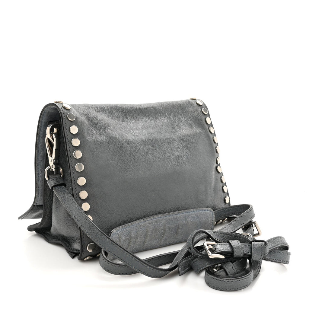 Glace Calf Studded Etiquette Flap Marine Astrale