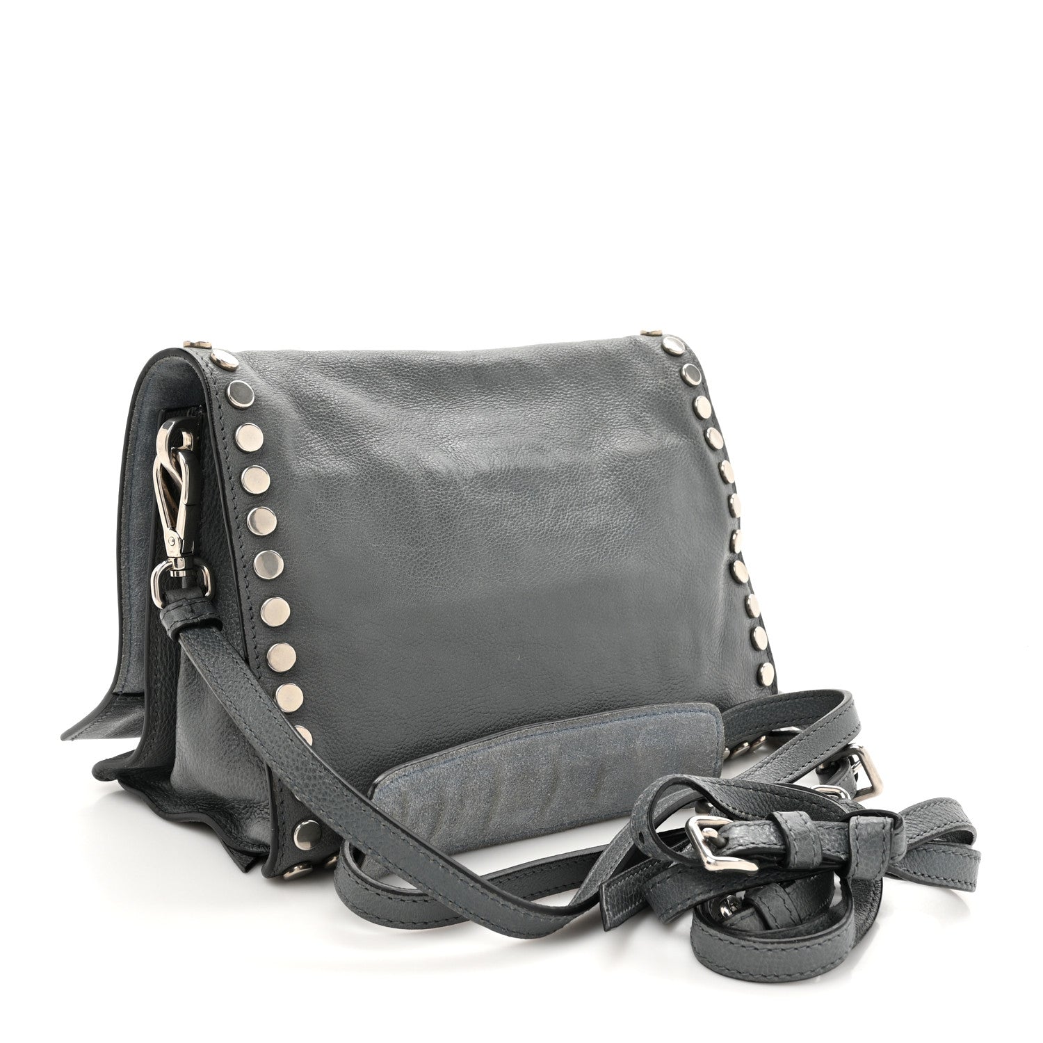 Glace Calf Studded Etiquette Flap Marine Astrale