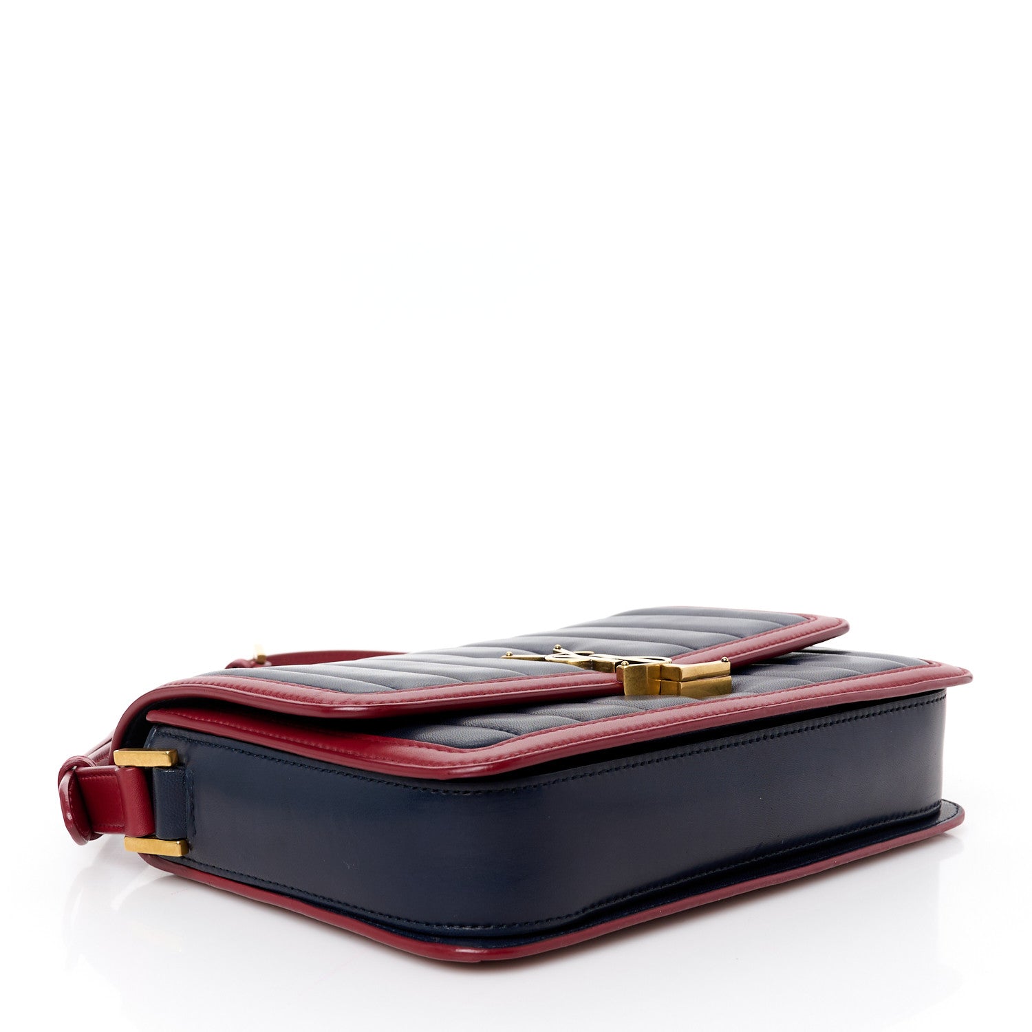 Calfskin Matelasse Monogram Chain Bag Red Navy