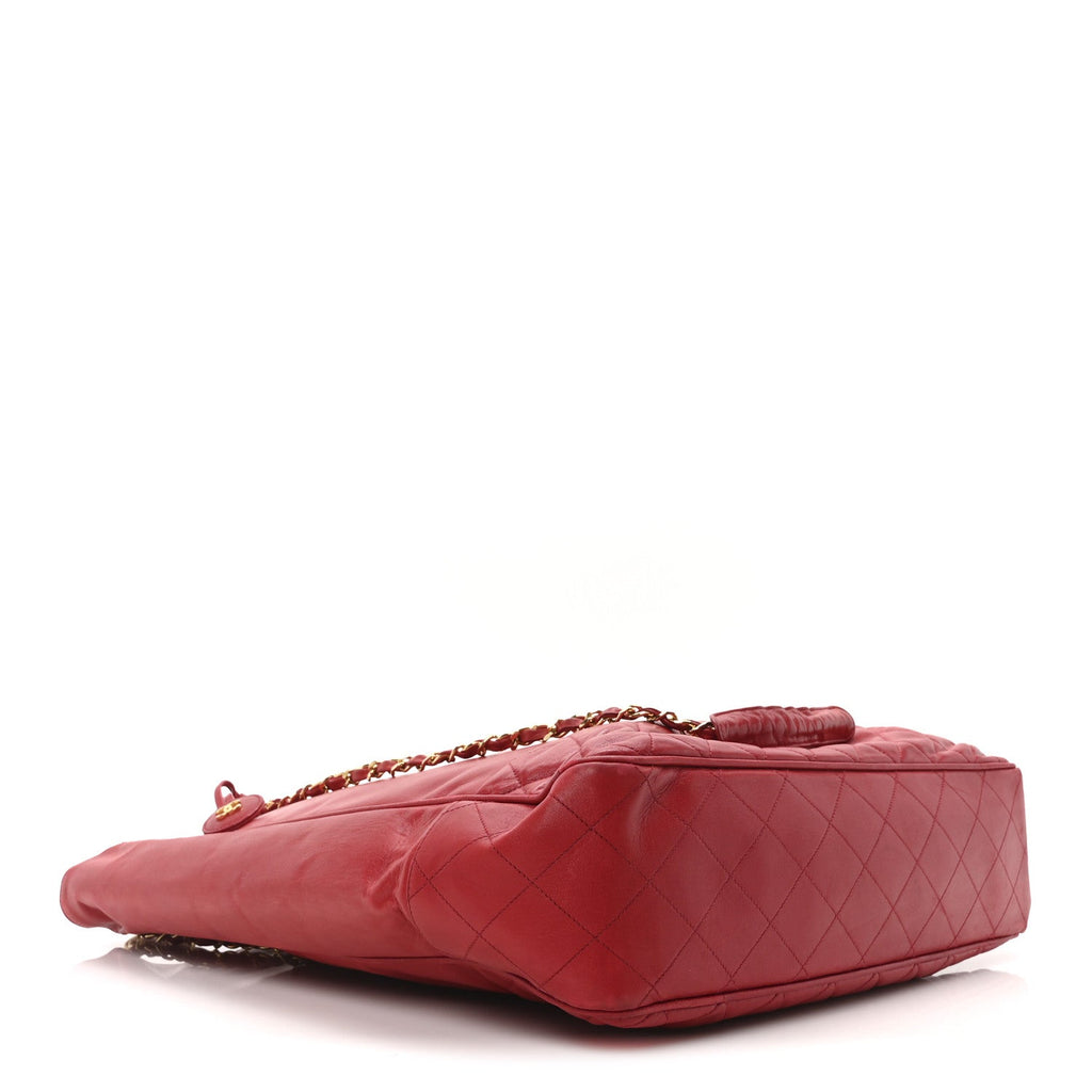Lambskin Quilted Shoulder Bag Red