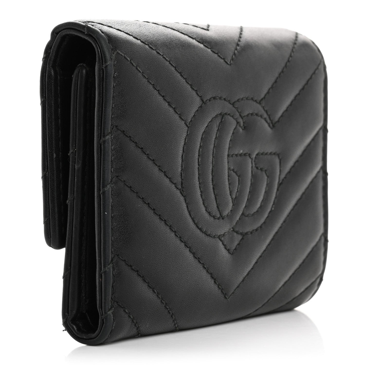 Calfskin Matelasse GG Marmont Wallet Black