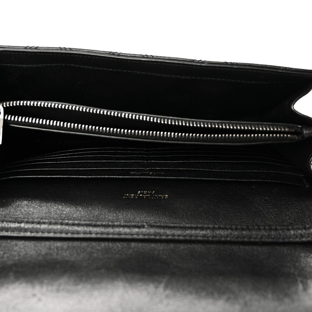 Lambskin Diamond Quilted Becky Chain Wallet Black
