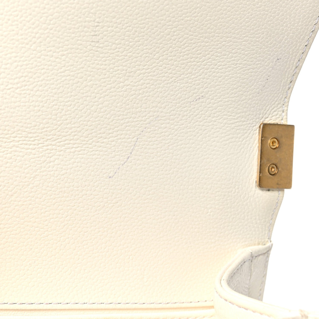 Caviar Quilted Small Boy Flap White