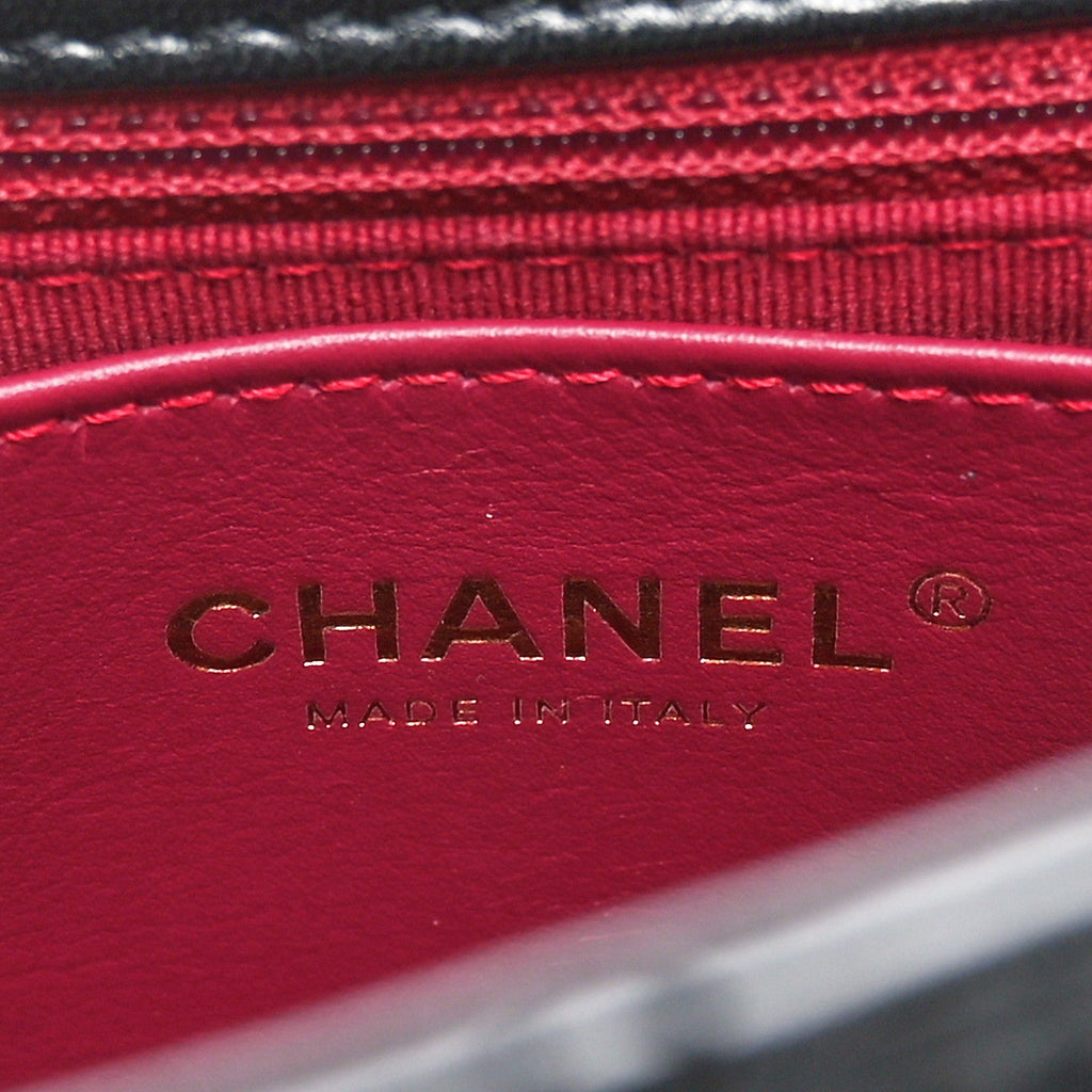 Lambskin Quilted Fancy Jewel Flap Black