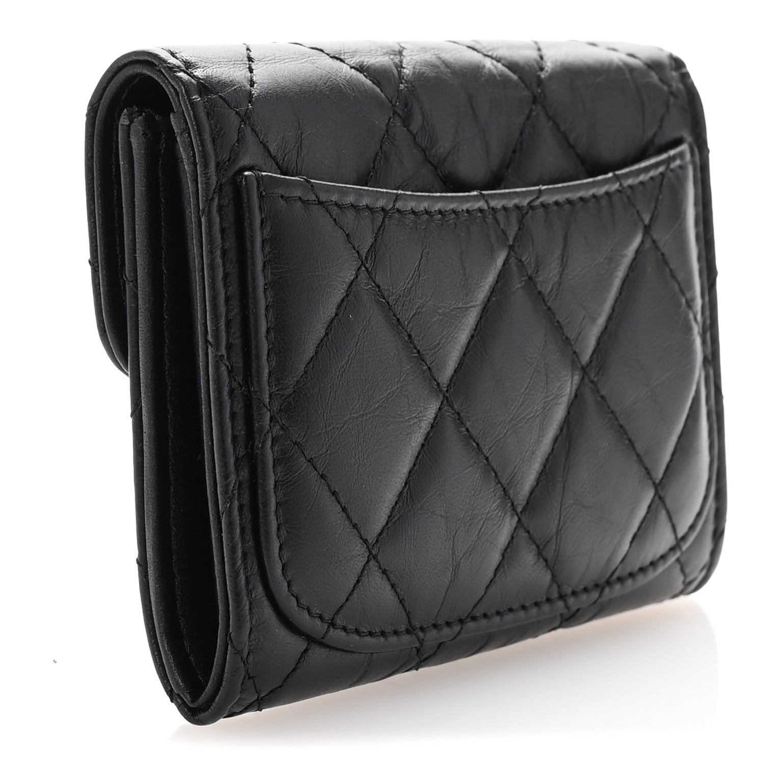 Aged Calfskin Quilted Reissue Flap  Holder Wallet So Black