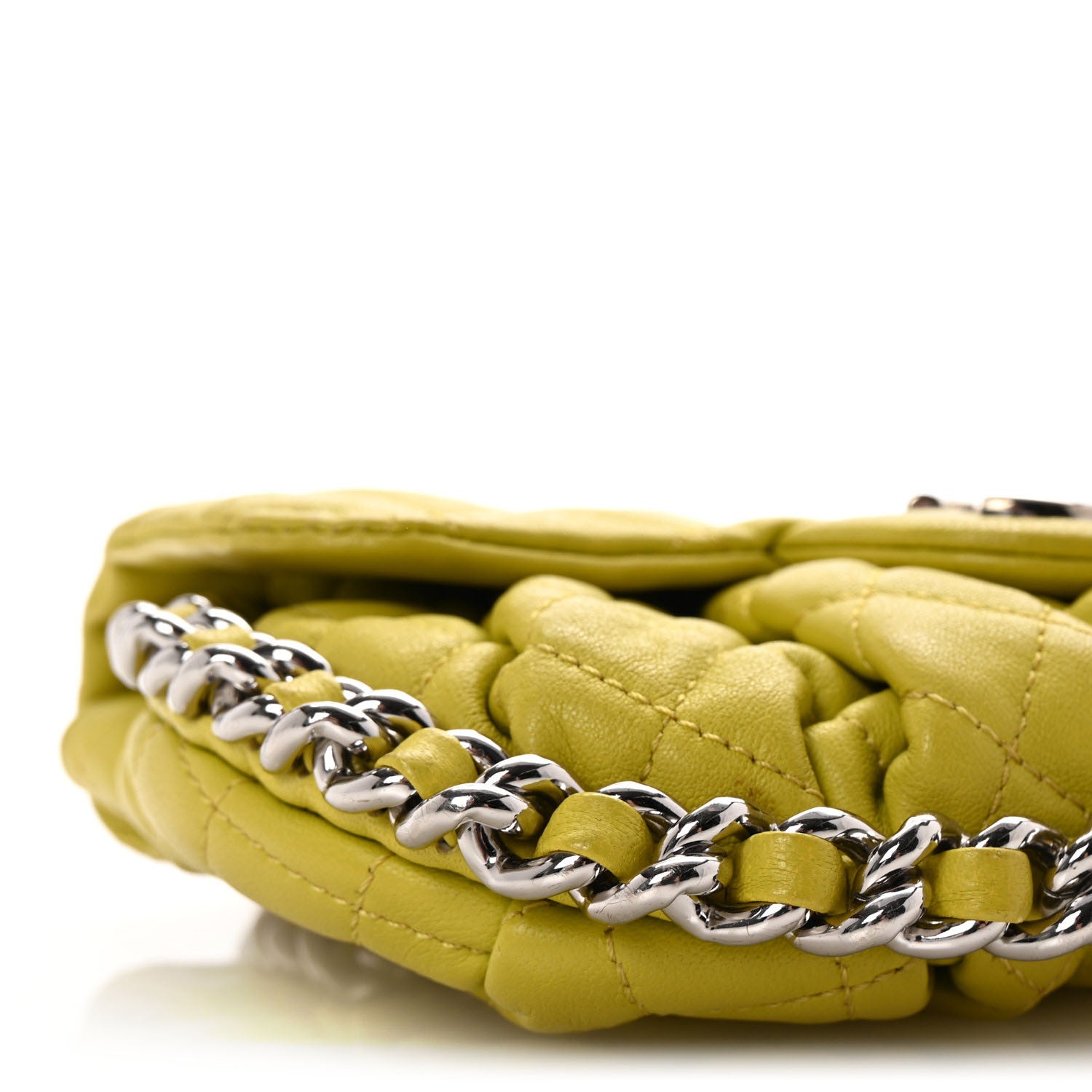 Washed Lambskin Quilted Mini Chain Around Flap Yellow