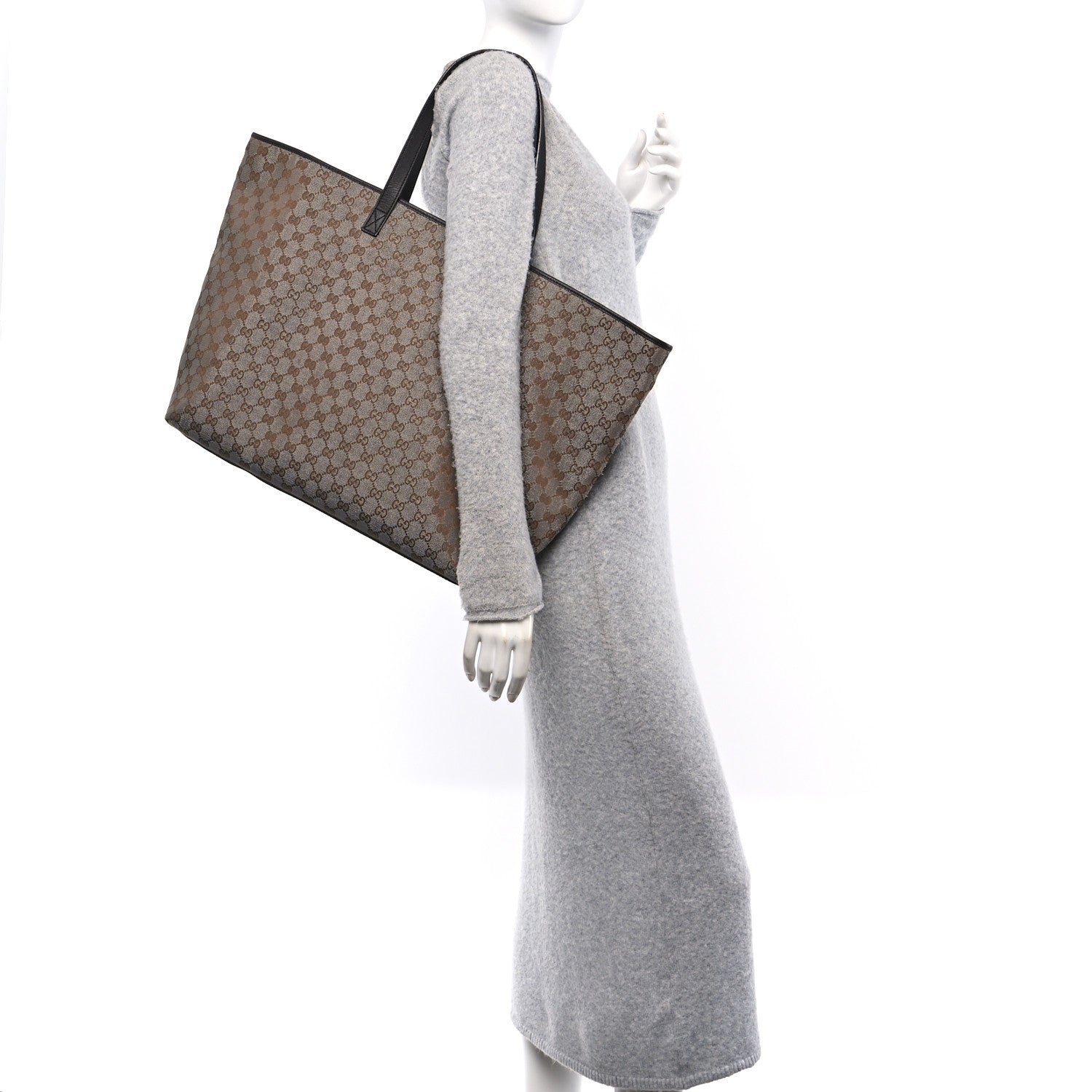 Metallic Monogram XL Shopper Tote Brown