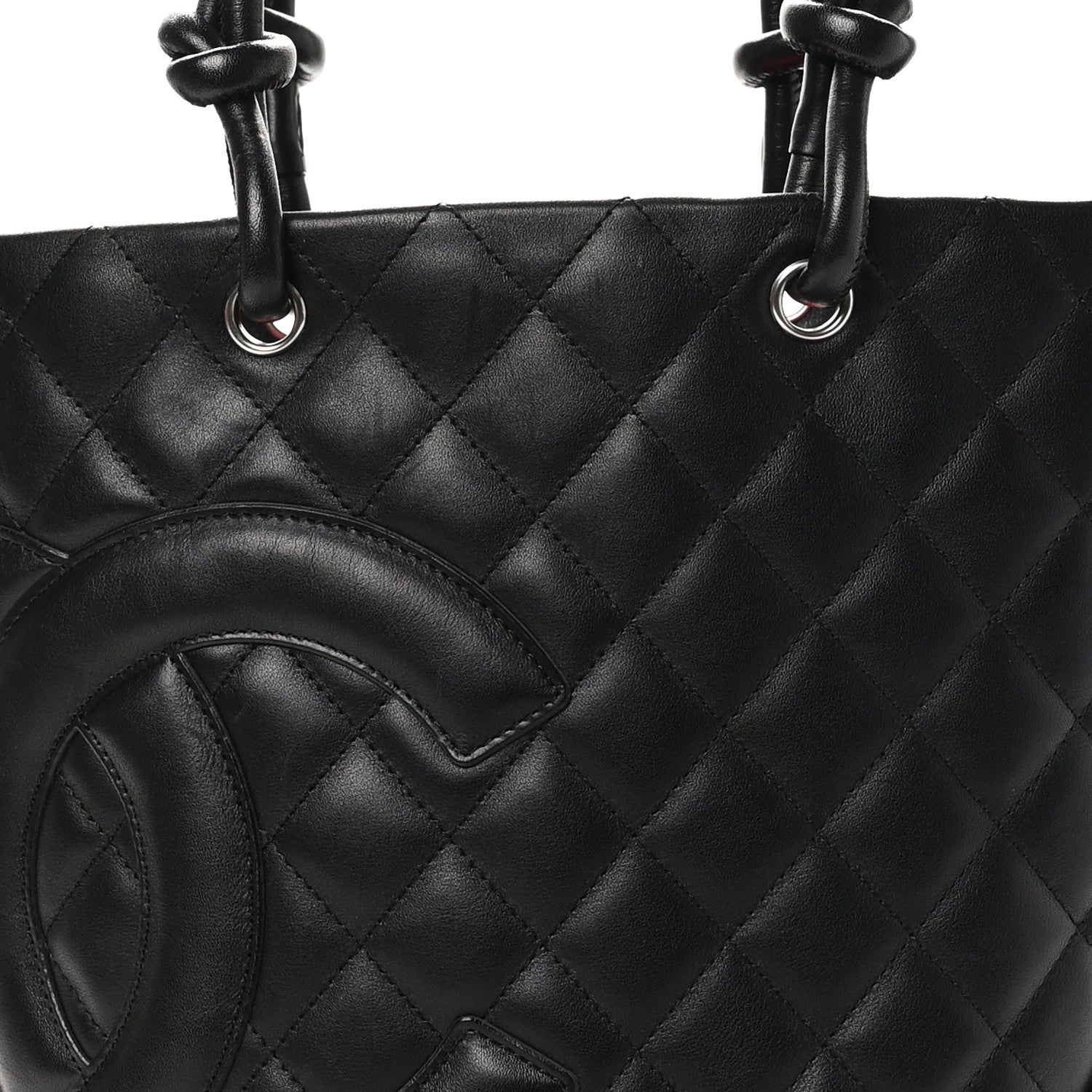 Calfskin Quilted Medium Cambon Tote Black