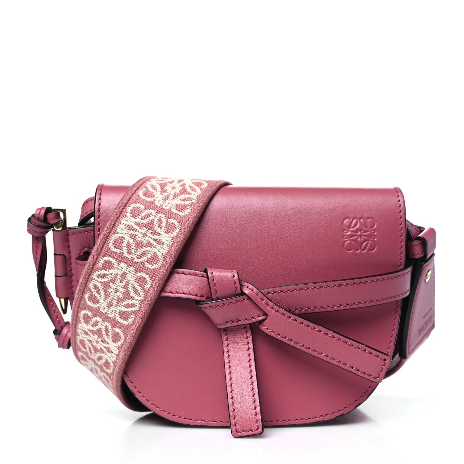 Calfskin Jacquard Mini Gate Dual Bag Plumrose