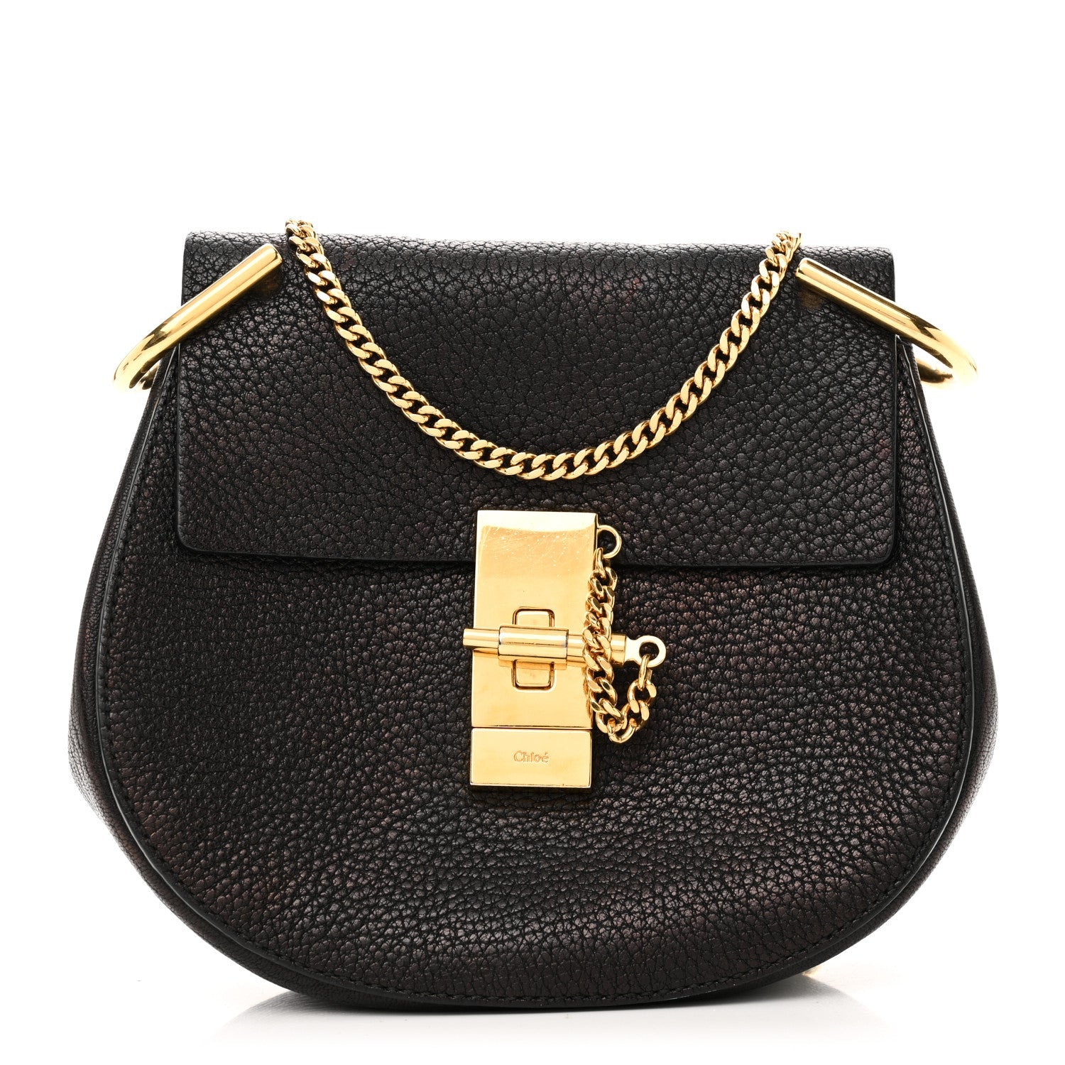 Grained Lambskin Mini Drew Shoulder Bag Black