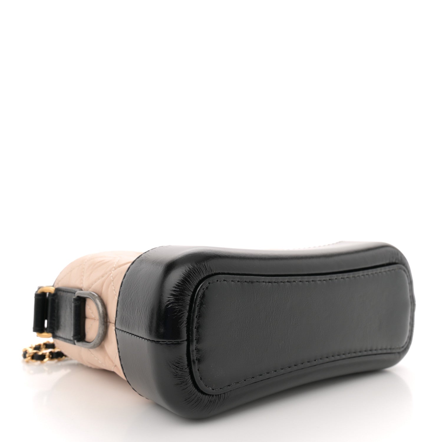 Aged Calfskin Quilted Small Gabrielle Hobo Beige Black